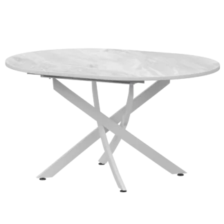 Ширина 900мм +300мм вставка Обеденные столы в пластике Геометрия 900+300 (Н-3784) Лавант/Белый муар 962