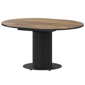 Ширина 1000мм +300мм вставка Обеденные столы в пластике Амур 1000+300 (Н-3783) Дуб Самдал/Черный муар