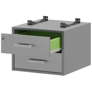 Подвесная тумба с двумя ящиками с центральным замком  для столов на м/каркасе АМ-002.60, АМ-003.60, АМ-004.60, АМ-005.60  глубиной 600мм Арго-М АМТ2-02Ц.60 Серый