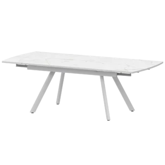 Ширина 1400мм +300+300мм (2 вставки) Обеденные столы в пластике Фаворит 1400+300 (Н-3791) Азул/Белый муар 1000