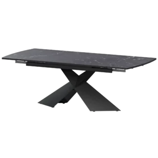 Ширина 1400мм +300+300мм (2 вставки) Обеденные столы в пластике Модерн 1400х945+300 (Н-3833) Даркстоун/Черный муар