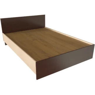 Кровать двуспальная с изголовьем, c настилом из МДФ. Спальное место 2000х1400. Респект Т-415 Дуб венге/Ясень шимо