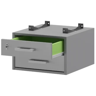 Подвесная тумба с двумя ящиками с замком на верхний ящик для столов на м/каркасе АМ-002.60, АМ-003.60, АМ-004.60, АМ-005.60 глубиной 600мм Арго-М АМТ2-02М.60 Серый