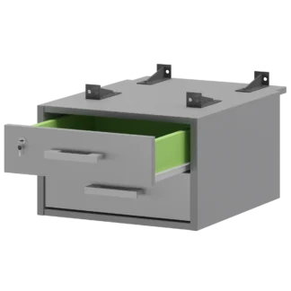 Подвесная тумба с двумя ящиками с замком на верхний ящик для столов на м/каркасе АМ-002, АМ-003, АМ-004, АМ-005 глубиной 730мм Арго-М АМТ2-02М.73 Серый