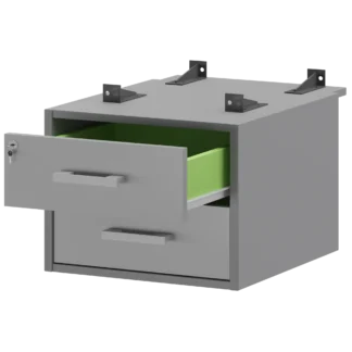 Подвесная тумба с двумя ящиками с центральным замком для столов на м/каркасе АМ-002, АМ-003, АМ-004, АМ-005 глубиной 730мм Арго-М АМТ2-02Ц.73 Серый