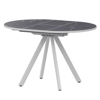 Ширина 800мм +300мм вставка Обеденные столы в пластике Байкал 800+300 (Н-3777) Даркстоун/Белый муар 860