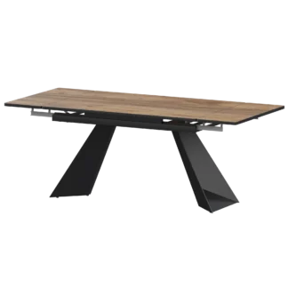 Ширина 1400мм +300+300мм (2 вставки) Обеденные столы в пластике Дуэт 1400х800+300 (Н-3829) Дуб Самдал/Черный муар